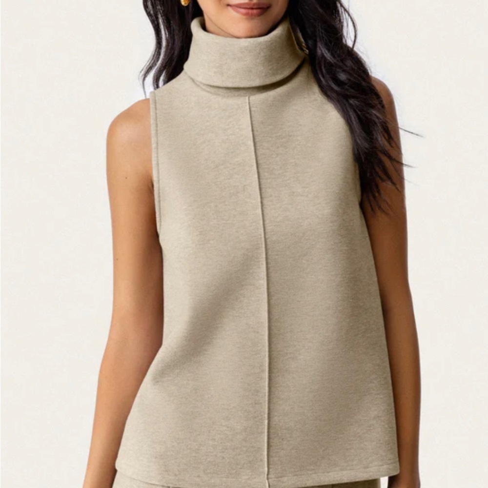 OGL Turtle Neck Split Hem Top FuzzLuxe - Heather Morganite